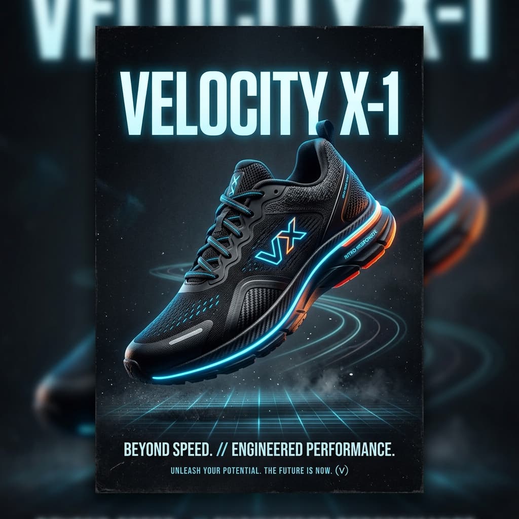 High-end athletic sports shoe product poster