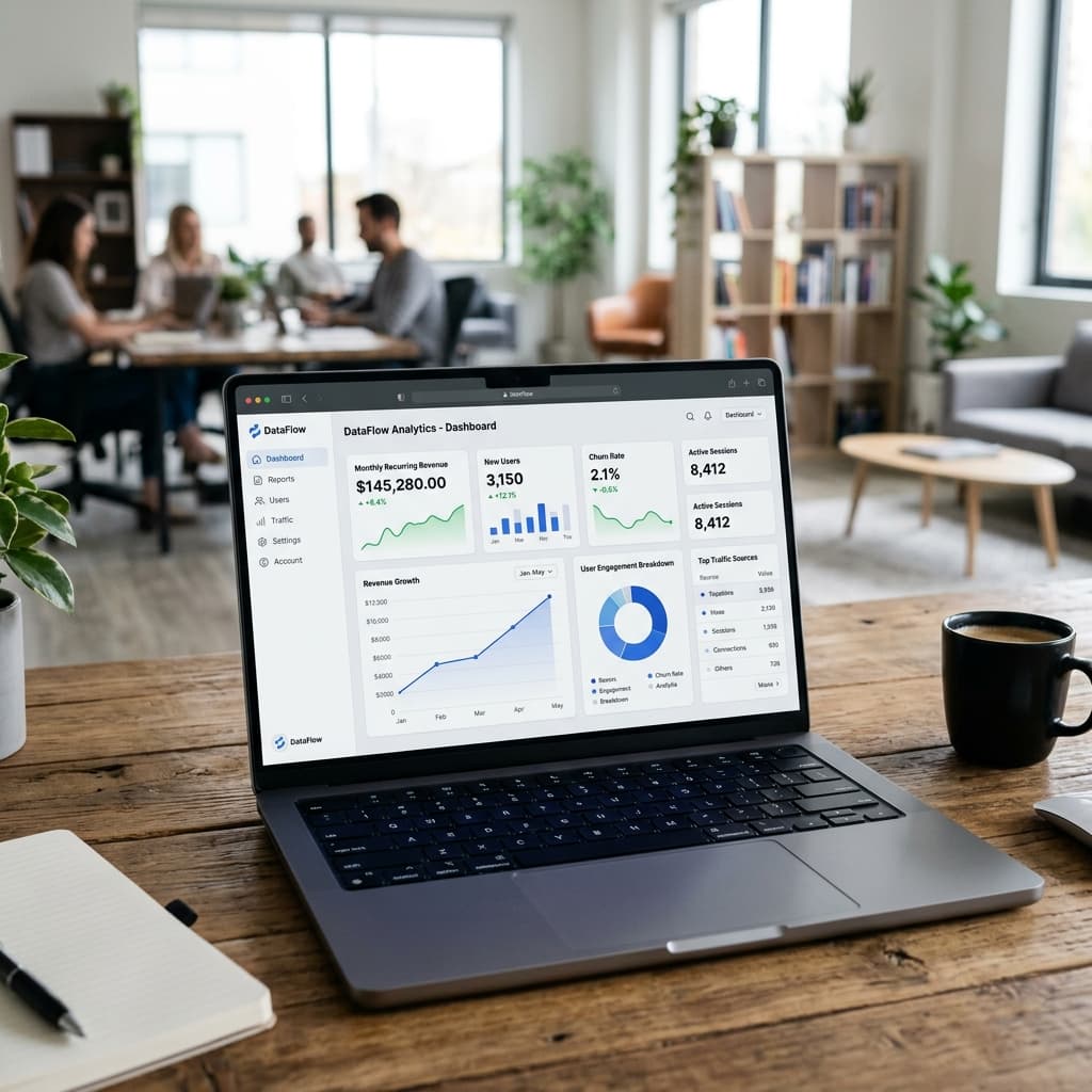 SaaS analytics dashboard UI mockup